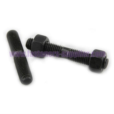 China supplier Black Plated or zinc carbon steel Double End Studs with nut